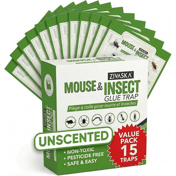 ZIVASKA Unscented Sticky Glue Traps for Mice & Crawling Insects – Ultra-Strong Pest Control Traps (Non-Toxic, Easy to Use)